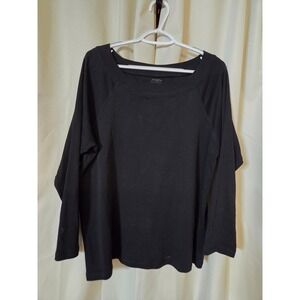 Casual Corner Annex Woman Black 100% Cotton Raglan Long Sleeve Top 2X